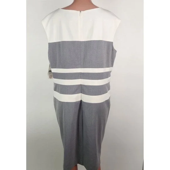 Lauren Ralph Lauren Classic Gray and White Sheath Dress Size 18‎ - Picture 2 of 6